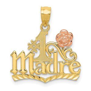 14k Yellow Gold #1 Madre Spanish Charm Pendant Mother's Day Charm gift rose gold